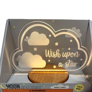 Moon & Stars Wish Upon a Star LED Night Light – Acrylic Cloud Lamp Home Decor